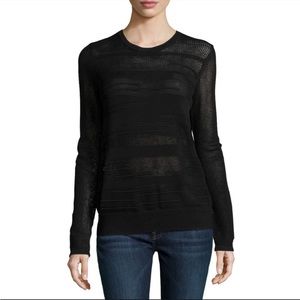 Vince Engineered Mesh Sweater in Black, Size Large
